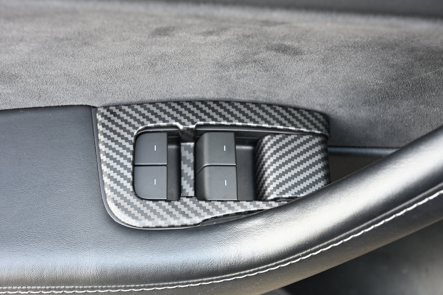 ABS Plastic Tesla Model 3/Y 2020-2024  14 Pcs Window Control Panel Cover Door Kit Matte Carbon