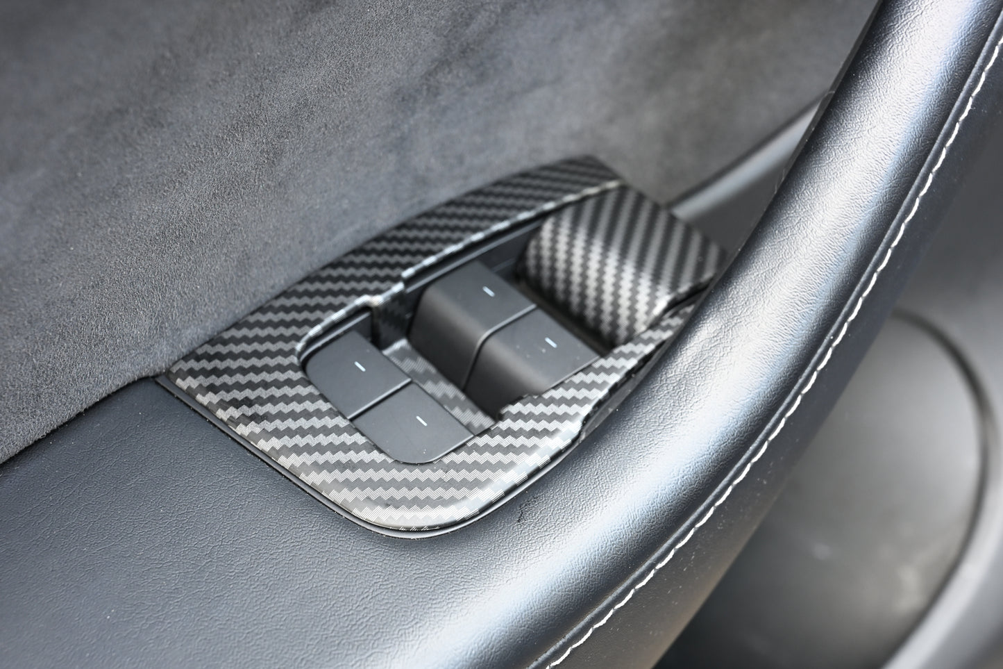 ABS Plastic Tesla Model 3/Y 2020-2024  14 Pcs Window Control Panel Cover Door Kit Matte Carbon