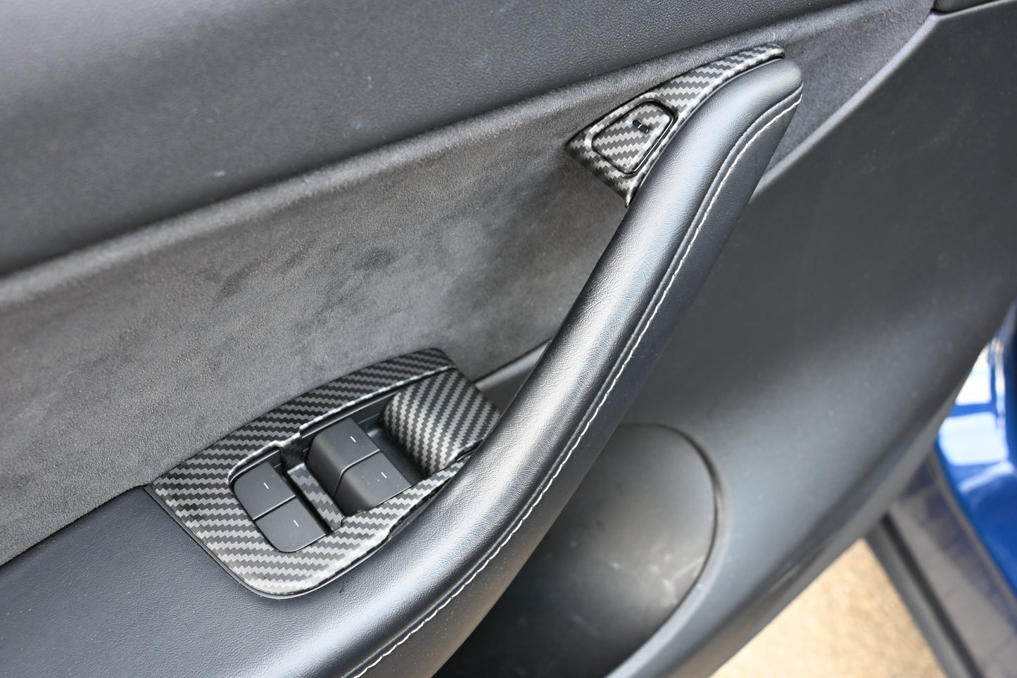 ABS Plastic Tesla Model 3/Y 2020-2024  14 Pcs Window Control Panel Cover Door Kit Matte Carbon