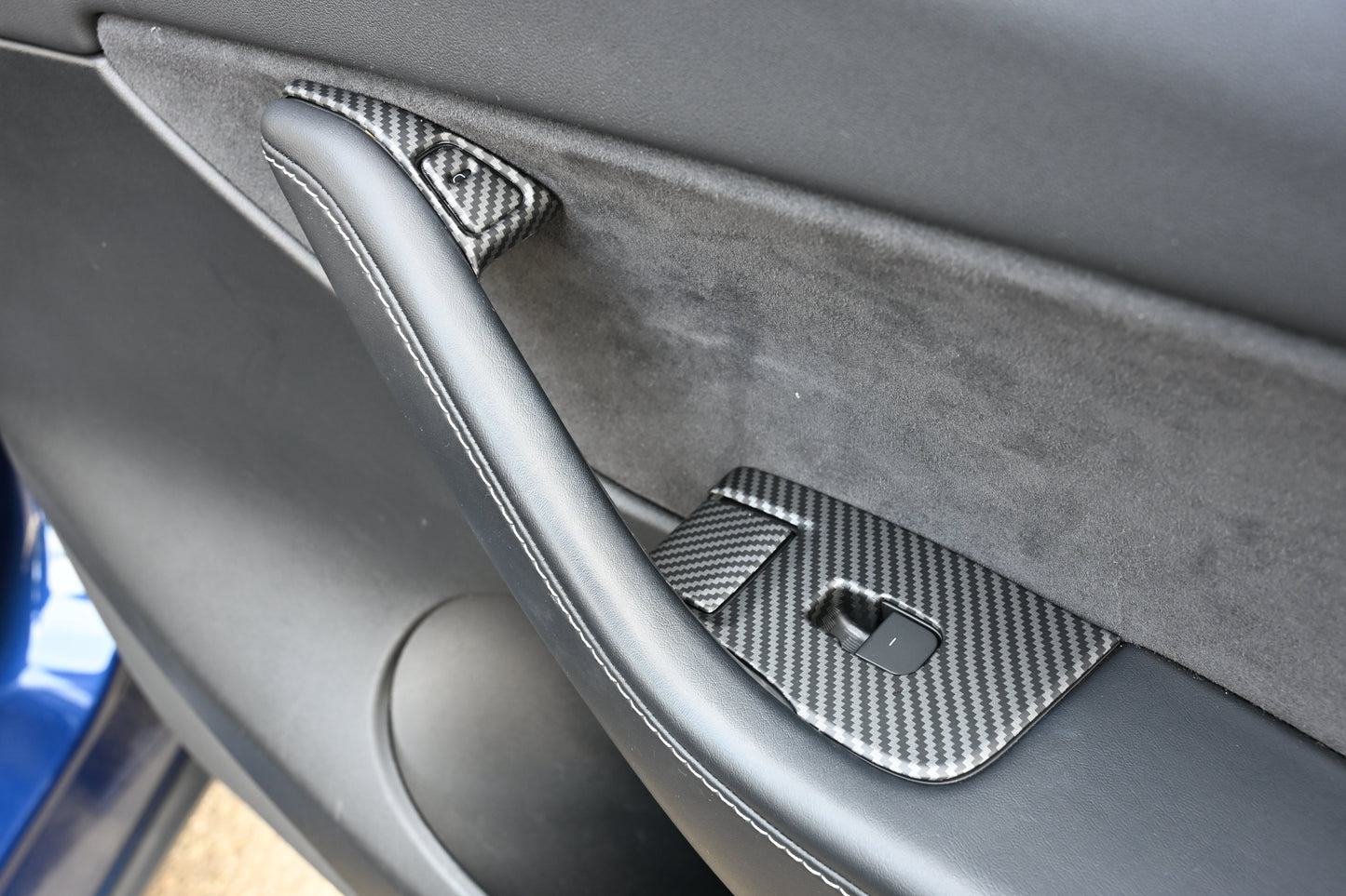 ABS Plastic Tesla Model 3/Y 2020-2024  14 Pcs Window Control Panel Cover Door Kit Matte Carbon