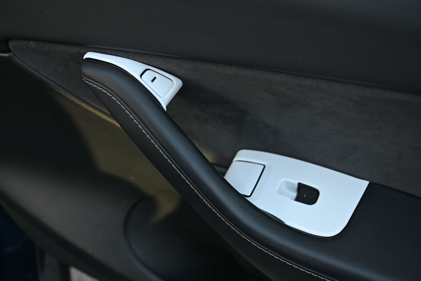 14Pcs ABS Plastic Tesla Model 3/Y 2020-2024  Window Control Panel Cover Door Kit Matte White