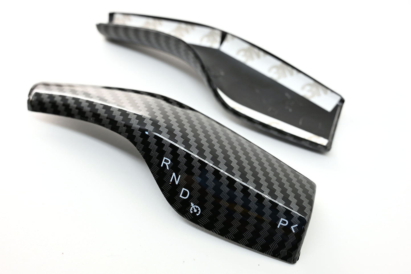 Tesla Model 3 Model Y Shifter Cover Gloss Black Carbon Fiber Print