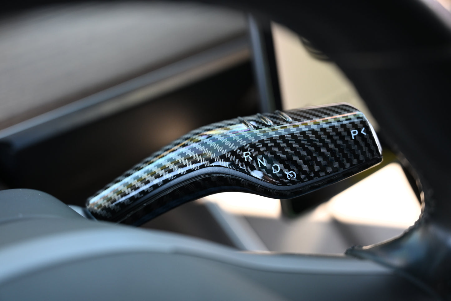 Tesla Model 3 Model Y Shifter Cover Gloss Carbon Fiber Print