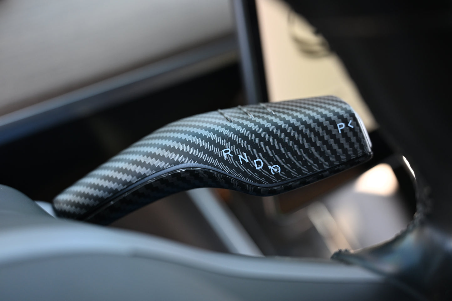 Tesla Model 3 Model Y Shifter Cover Matte Carbon Fiber Print