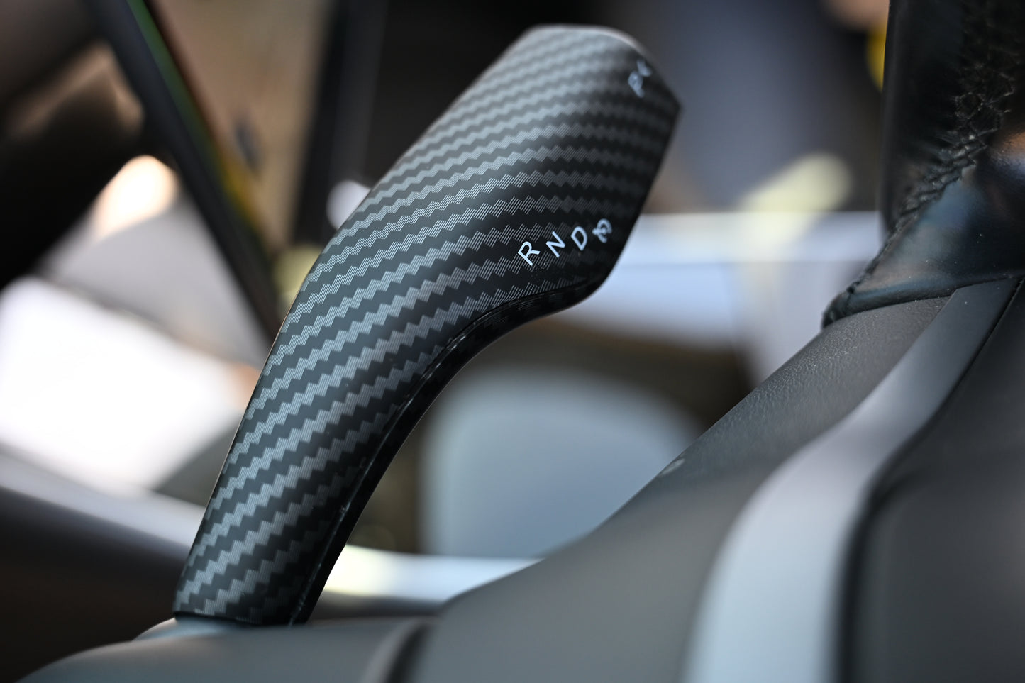Tesla Model 3 Model Y Shifter Cover Matte Carbon Fiber Print