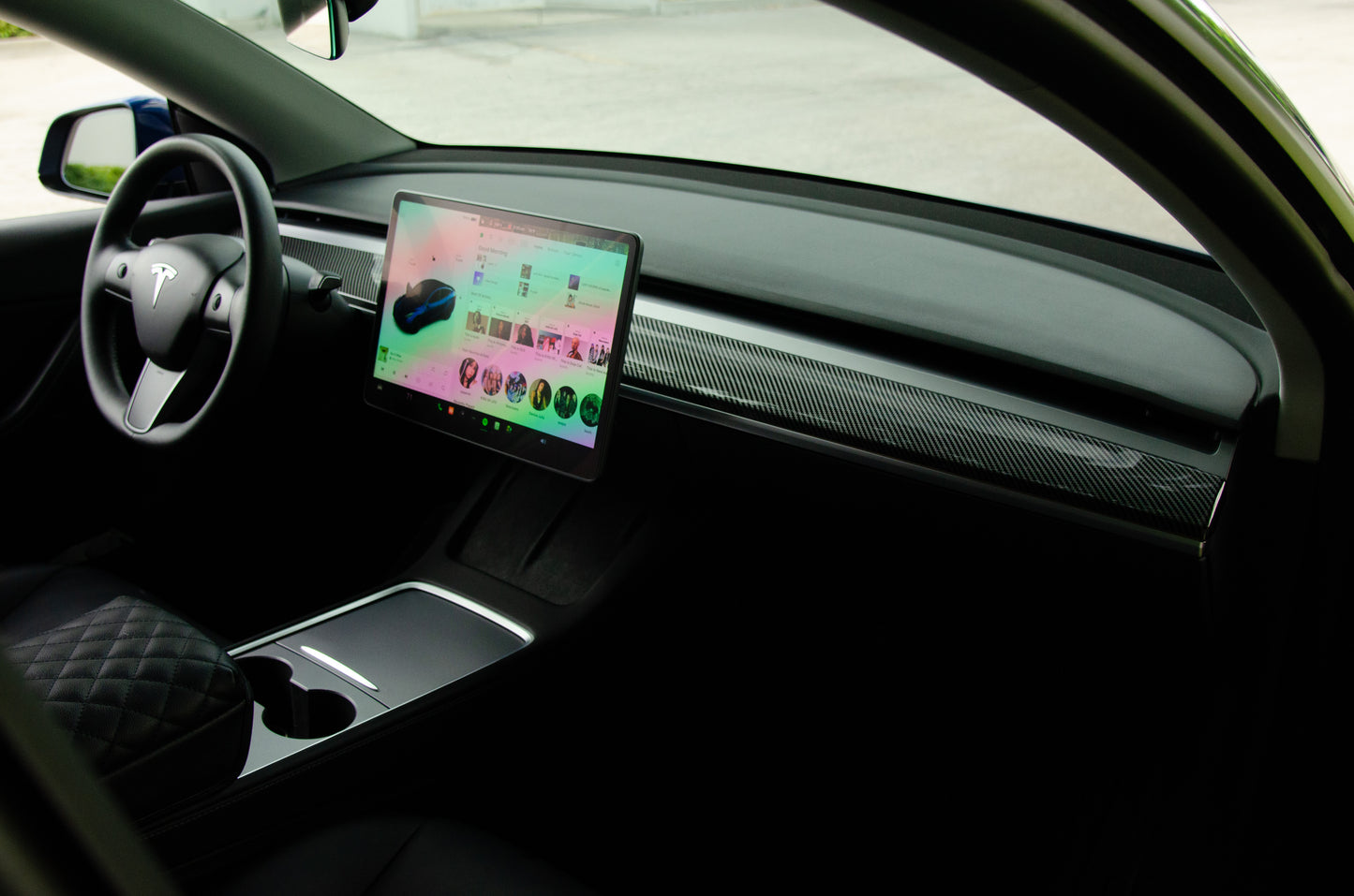 Tesla 2018-2022 Model 3 / 2020-2022 Model Y Dashboard Cover in Glossy Carbon Fiber 2 pcs