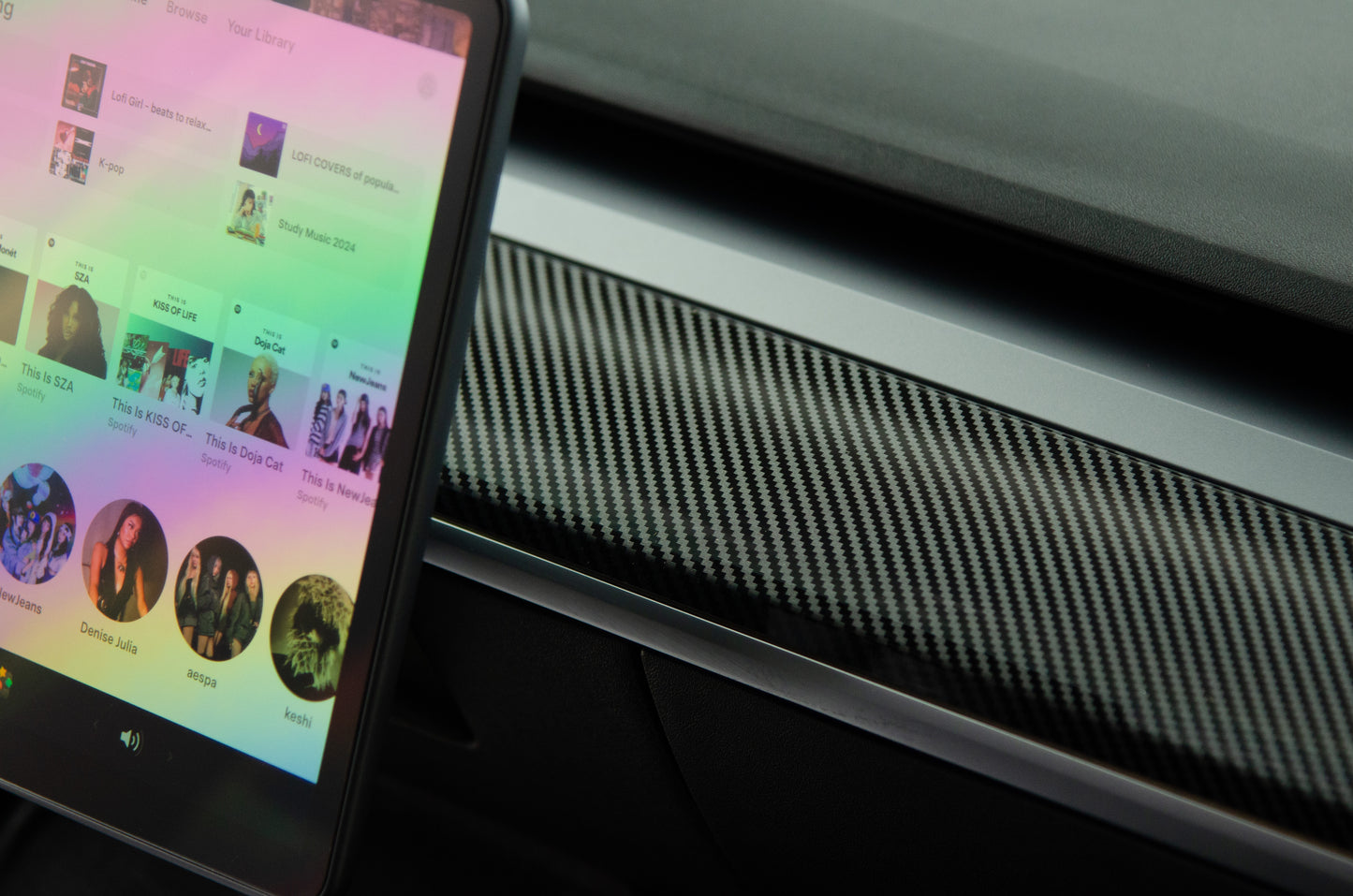 Tesla 2018-2022 Model 3 / 2020-2022 Model Y Dashboard Cover in Glossy Carbon Fiber 2 pcs