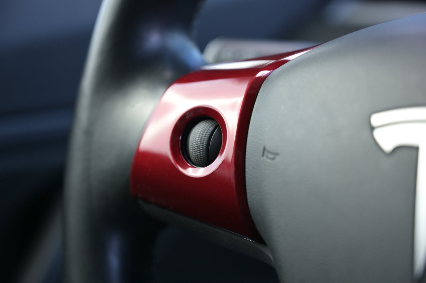 Compatible Tesla Model 3/Y Steering Wheel Scroll Button Trim Cover Interior Decorative Accessories Red