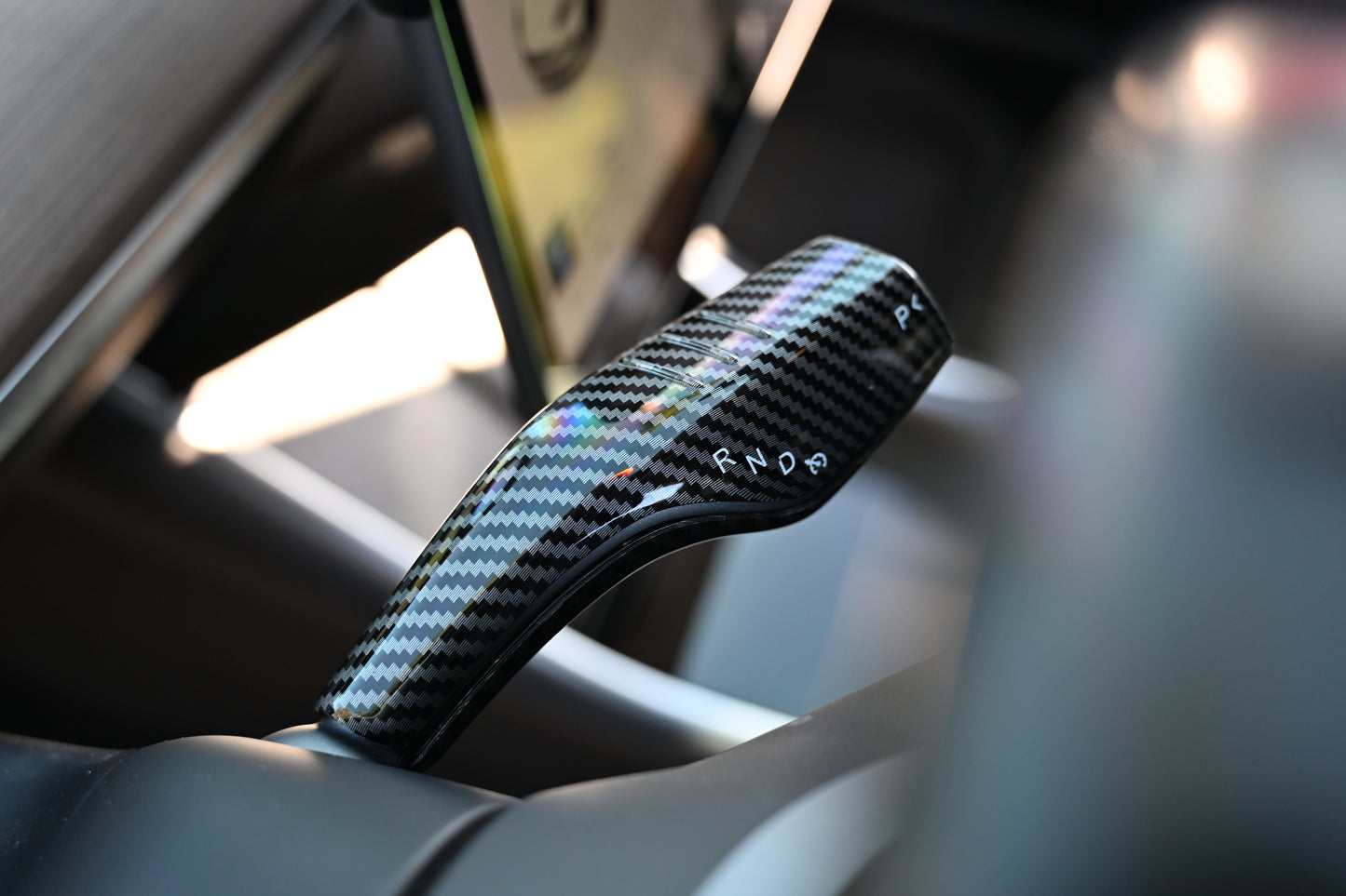 Tesla Model 3 Model Y Shifter Cover Gloss Carbon Fiber Print