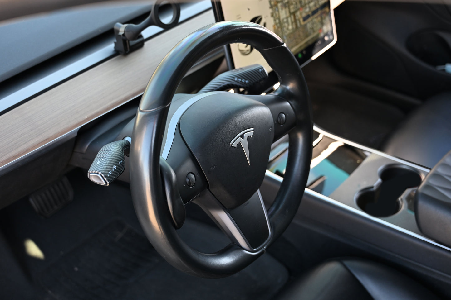 Tesla Model 3 Model Y Shifter Cover Matte Carbon Fiber Print