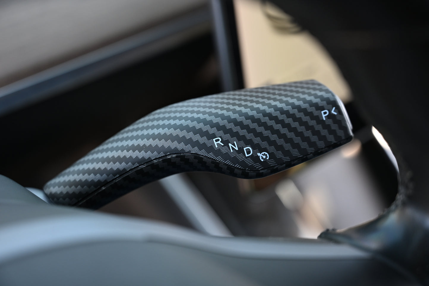 Tesla Model 3 Model Y Shifter Cover Matte Carbon Fiber Print