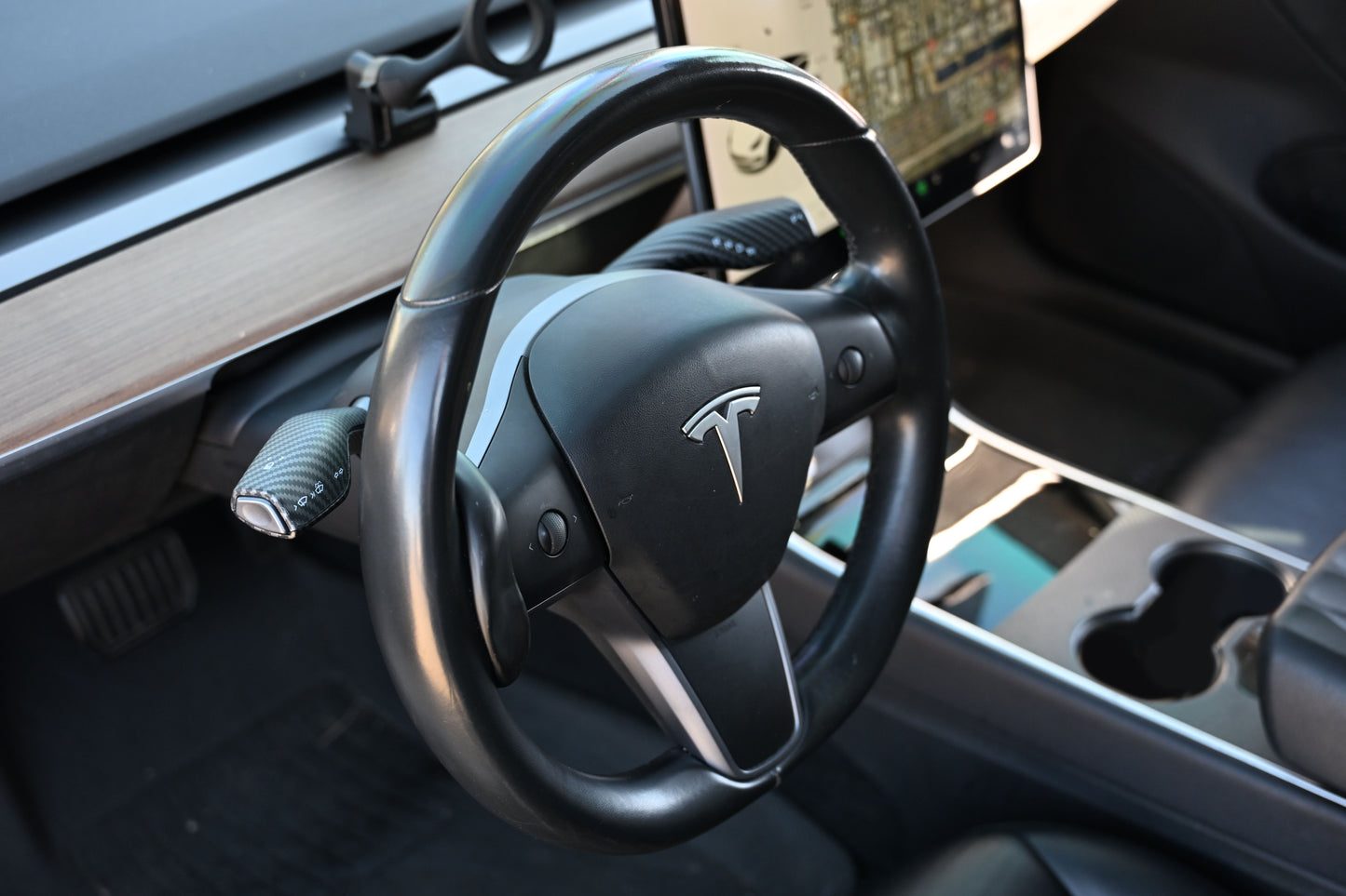 Tesla Model 3 Model Y Shifter Cover Matte Carbon Fiber Print